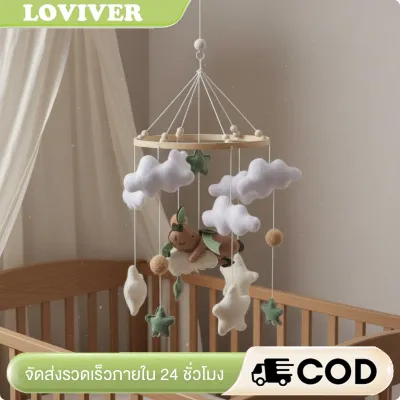 Loviver Easy to Hang Felt Crib Mobile Developmental Cloud Crib Mobile Gender Neutral Nursery Decor Eco-Friendly for Babies Newborns