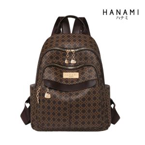 HANAMI Tas Ransel Kulit Kekinian Misaki Murah Cokelat Korea Fashion Backpack Terbaru Remaja TA1161B7
