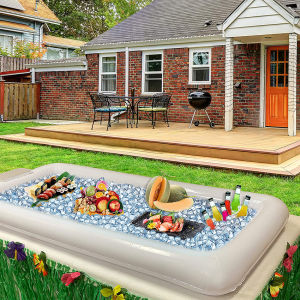 PVC Inflatable Ice Tray Bar Water Salad Plate Stand Outdoor Ice Bucket Bar Drinks Food Serving Bar For Outdoor Entertainment