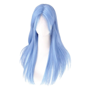 NBANLIKE Thanh lịch Tóc giả tổng hợp thẳng dài Phần giữa Thời trang Tóc giả cosplay Lolita Bảo vệ toàn bộ đầu Mềm mại Tóc giả màu xanh có mái dành cho phụ nữ