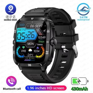 2025 New HW Men Smart Watch  1.96 Inch 3ATM Waterproof GPS Motion trajectory Bluetooth Call Sport Health monitoring Smartwatch Men Women