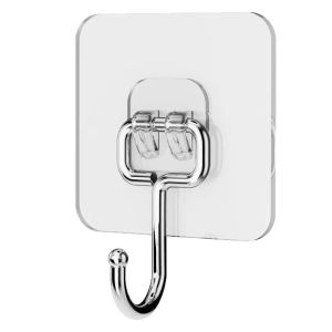 5/10Pcs Hook Transparent Self-Adhesive Wall Hooks Reusable Strong Adhesive Hooks for Smooth Surfaces