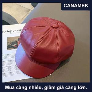 【CANAMEK】 Phụ Nữ Thời Trang Beret Rắn Beret Cap PU Da Beret Pháp Nghệ Sĩ Ấm Beanie Hat Nữ Phụ Nữ Hat Cô Gái Mũ