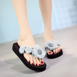 [Free Shipping] WomenS Summer Fashion Outdoor Thick-Soled High-Heeled Sandals Beach Anti-Slip Floral Wedge Flip-Flops