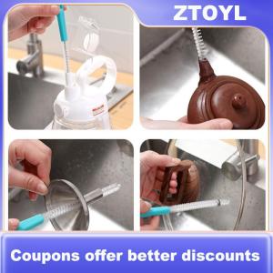 【ZTOYL】 Nylon Tube Spiral Brushes Straw Set Drinking Straws Cleaning Brushes Clean Tools