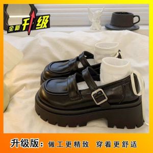 [Free Shipping] WomenS Thick-Soled Mid-Height Leather Shoes 2026 Autumn New Collection Preppy Style With Belt Buckle JK Single Shoes