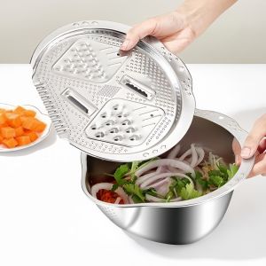 Purrhappy Stainless Steel Colander Bowl Draining Basket Rice Washing Vegetable Rinse Kitchen Sink Tahan Lama Rumah Tangga