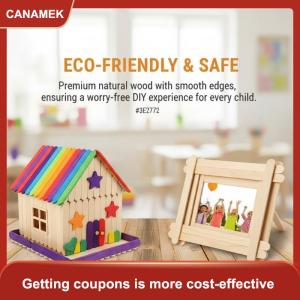 【CANAMEK】 Trẻ Em Tự Làm Nguồn Cung Cấp Thủ Công Màu Gỗ Popsicle Gậy Số Lượng Lớn Gói Cho Các Trường Học Nghệ Thuật Các Dự Án 100Pcs