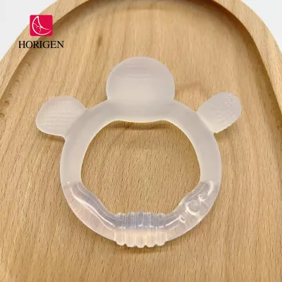 Horigen Soft Silicone Teether transparent for Baby Infant New Born Massage Food Grade Silicone Toy Easy to Grip Bite to Soothe Teething Pain and Itching Gums BPA Free