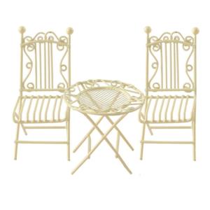 Miniature Bistro Table With 2 Chair Iron Craft Ornament Furniture For Dollhouses Decoration And Collectible Display
