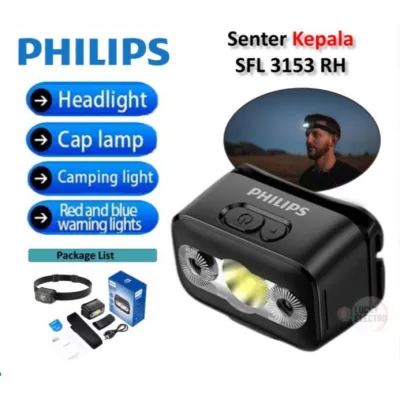 Philips Senter Kepala LED SFL3153 Headlamp Sensory Switch Rechargeable