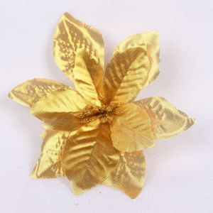 10Pcs White Christmas Poinsettia Christmas Tree Flowers Glitter Faux Flowers Decoration Artificial Poinsettia Ornaments for New Year Home Outdoor Decoration