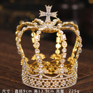 Vương miện cô dâu lấp lánh vương miện cung đình toàn vòng phụ kiện đội đầu hợp kim phụ kiện tóc nam cho tiệc dạ hội và đám cưới.