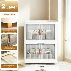 Plastic Dish Cabinet Foldable Drainer Drying Rack With Cover For Plates Bowls And Tableware