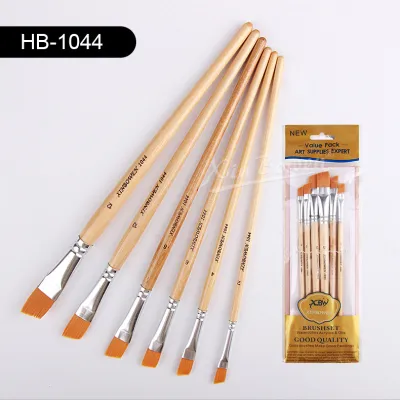 DUKEEN 6 Pcs/set Nylon Hair Oil Paint Brush Round Flat Acrylic Learning Diy Watercolor Pen for Artists Painters Beginners