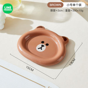Line Friends Brown Bear Plate Ins High Appearance Level Plate Home Advanced Ceramic Plate Kitchen New High Appearance Level Dish Christmas Gift New Year Gift