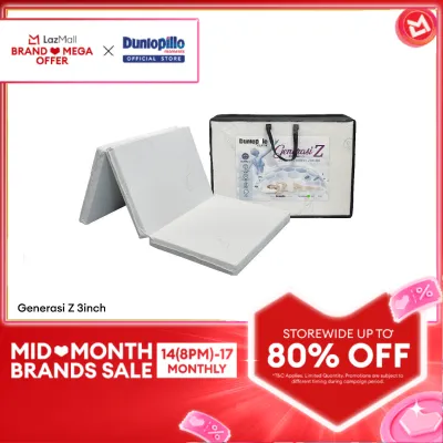 Dunlopillo Klasik Generasi Z 3Inch (8cm) SILVERpro High Density Foam Foldable Mattress (Anti-Microbial) Tri-Fold Mattress/ Tilam Lipat/ Single 单人床 折叠床 抗菌床垫