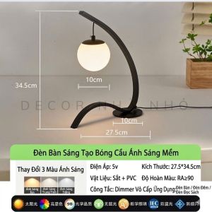 D027 Đèn Ngủ Để Bàn Nghệ Thuật Moon Ball - Đèn Decor Phòng Ngủ Phong Cách Hiện Đại Tối Giản.Đèn Led Chống Cận Trang Trí Tab Đầu Giường Phòng Khách Sang Trọng