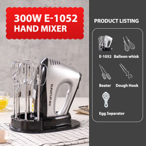 SUNATUR Hand Mixer 300W High Power Cake Beater Electric Cream Whip Portable 5-Speed Baking Mixer