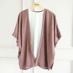 Ghanimi - Ayleen Outer / Outer polos lengan pendek katun crinkle / outer kondangan kekinian / outer casual formal daily / outer rompi murah