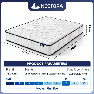 NESTORA 10 Inch Pocket Spring Mattress Relieve Back And Waist Pain Single Super Single Queen Mattress 床垫