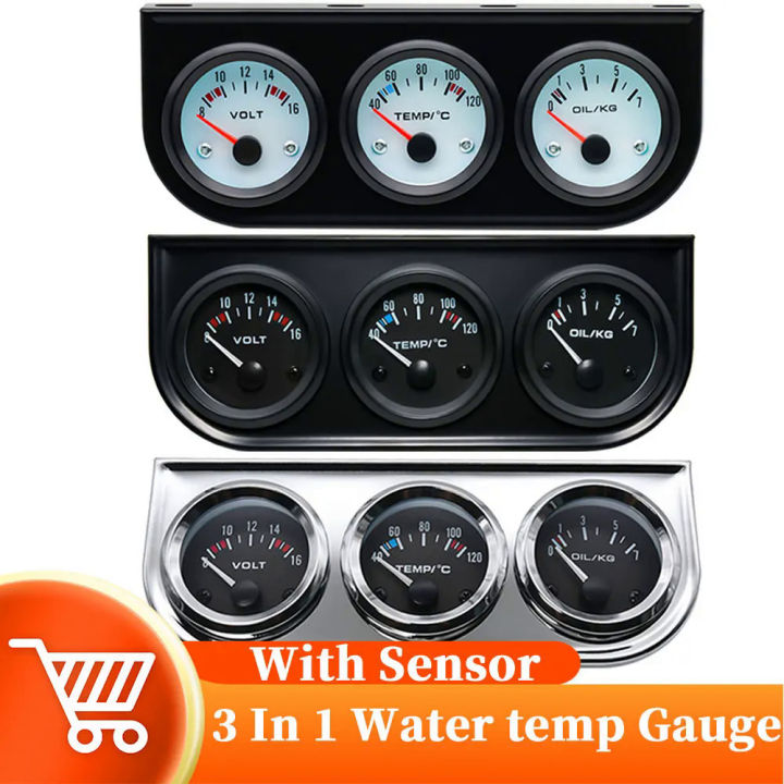 52mm Triple Kit Oil Temp Gauge Water Temp Gauge Temperature Oil Pressure Gauge Sensor 3in1 Car