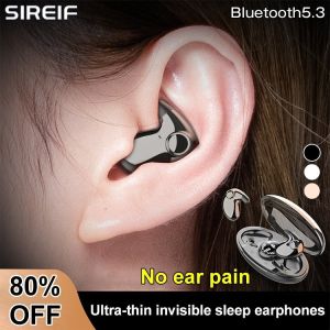 Lanrui Invisible Earbuds True Wireless Bluetooth Earphones 5.3 HiFi Stereo Noise Cancelling Small Mini Hidden Earbuds for Work Sleep Music Audiobooks
