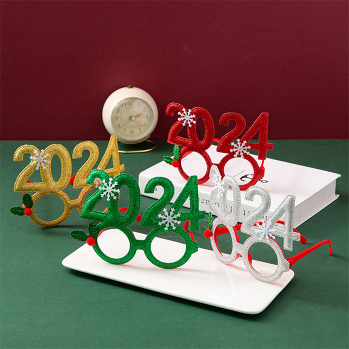 PE New Year 2024 Glasses Frame Merry Christmas Ornaments Xmas Christmas