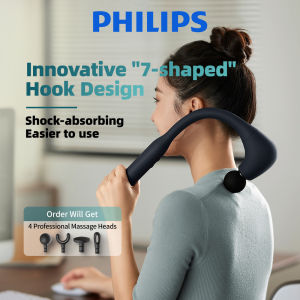 【Hot Sale】Philips Hook Shaped Massager Curved Massage Gun Handhold Massager Electric Massage Hammer for Back & Neck & Hard-To-Reach Areas Cordless and Rechargebale 270-Min Battery Life 5 Intensity