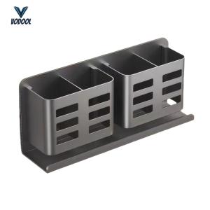 Functional Aluminum Toothbrush Holder Wall Mount with Multiple Compartments for Bathroom Storage[Vodool Center]