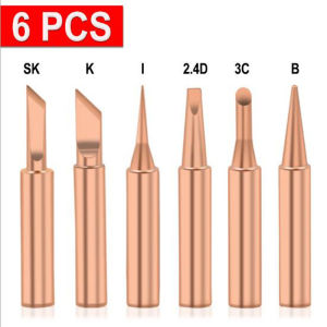LEI 5 6pcs Pure Copper 900M-T Solder Iron Tip Lead-free Solder Tip Welding Head
