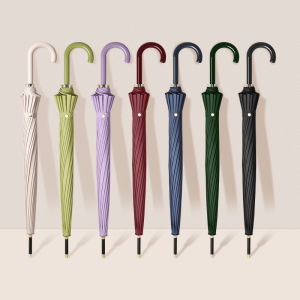New arrival  long umbrella 16K windproof curved handle big umbrella rainproof quality classic business big umbrella Japanese small fresh plain color rain or shine umbrella