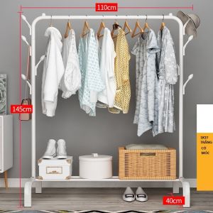 Giá Treo Quần Áo Giày Dép Tiện Lợi - Khung Kim Loại Sơn Tĩnh Điện Chống Rỉ Gét -Kệ Treo Đồ Đa Năng Có Bánh Xe Di Chuyển Thông Minh