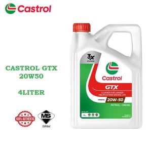 MINYAK CASTROL GTX 20W-50 FOR PETROL AND DIESEL VEHICLES (4L) (100% ORIGINAL) (LONGLIFE/SMOOTH/QUIET)