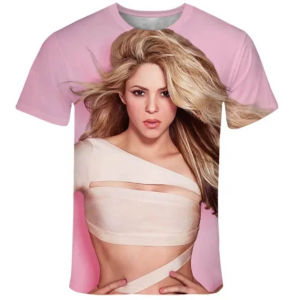 [Local Stock] ZEEMIN Fashion Singer Shakira 3D Print T-shirts Women Streetwear Casual Summer New Short Sleeve T Shirt O-neck Kids Tees Tops Clothing