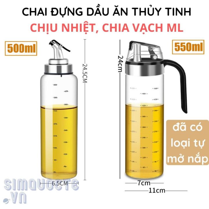 [Có sẵn] Chai Lọ Bình thủy tinh đựng dầu ăn nước mắm tự mở nắp khi rót ...