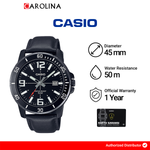 Jam Tangan Pria Casio General MTP-VD01BL-1B Black Dial Black Leather Strap