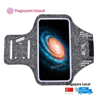 Sports Armband Pro ◇ Fits Most Cell Phones Great for Running Gym Jogging Exercise Workout / Fingerprint Touch Arm Pouch with Unique Hidden Pocket Holder for Cash Card and Key / Water Resistant Pack Phone Bag Adjustable Reflective Velcro Band