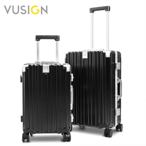 Vusign กระเป๋าเดินทางล้อลาก กระเป๋าเดินทางอลูมิเนียม กระเป๋าเดินทาง 20/24 นิ้ว ล้อหมุนได้ 360องศา แข็งแรง คุณภาพสูง มีที่วางแก้วน้ำ รับประกัน1ปี Suitcase
