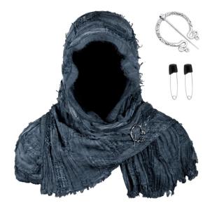 Thời Trung Cổ Khăn cowl người đàn ông với Trâm vikinges cowl mui xe áo choàng renaissances Rogue trùm đầu khăn choàng cho trang phục halloween