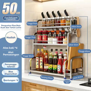 Rak Bumbu Dapur Stainless Steel Rak Dapur Stainless 3 Susun 2 Susun Rak Penyimpanan Dapur