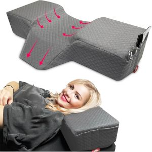 Lash Pillow for Eyelash Extensions - Curved Memory Foam Bed Pillow Ergonomic Head Rest with Neck Support Side Pockets for Tools Fits Lash Beds for Tech – Black