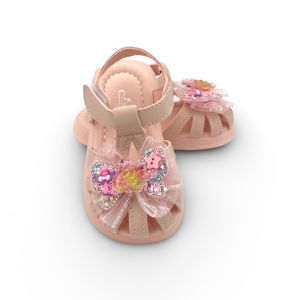 Princess Sandals Leather Soft Sole LED Light Up Flats For Girls 1-3 Years Old Size 21-26