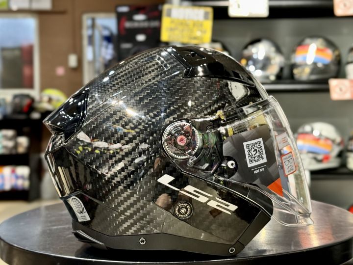 LS2 OF603 Infinity 2 Carbon Half Face Dual Visor Helmet with Free Extra ...