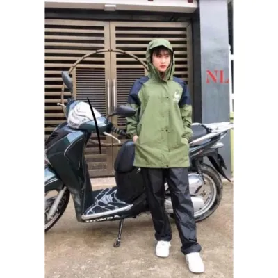 Áo mưa bộ áo mưa người lớn 1 đầu 1 người 2 lớp phủ PU chống thấm chống lạnh F89 0044