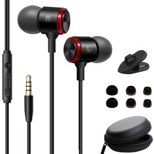 Tai nghe có dây siêu bass TWS âm thanh vòm Hifi tích hợp micro và nút điều khiển âm lượng giắc cắm chuẩn 3.5mm