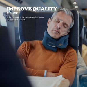 Inflatable Travel Neck Pillow U-Shaped Cushion for Car and Airplane Sleep Support Soft Woven Fabric Hand Washable Neck Pillow Cushion