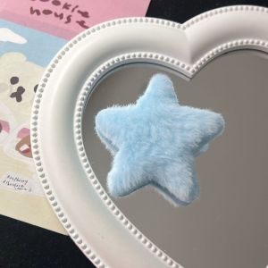2pcs Cute Fluffy Pentagram Star Hairpins Star Plush Hair Clip BB Side Bang Clip Faux Fur Bobby Pin Barrettes Hair Accessories