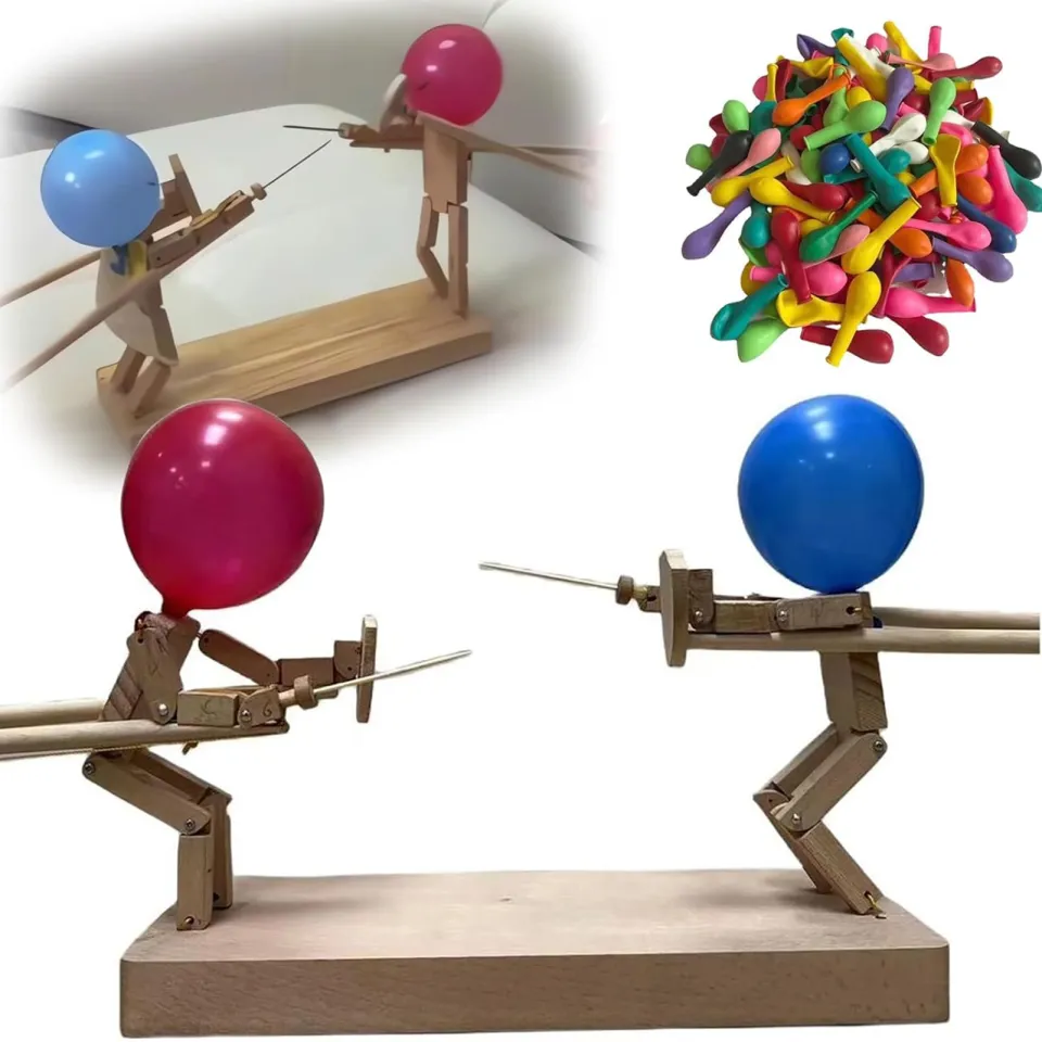 Balloon Wars, Fun Balloon Bamboo Man Battle, Handmade Wooden Fencing