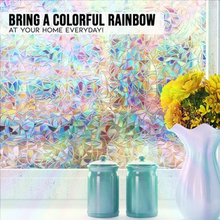 3D Window Sticker, No Glue Static Decorative Privacy Window Rainbow ...